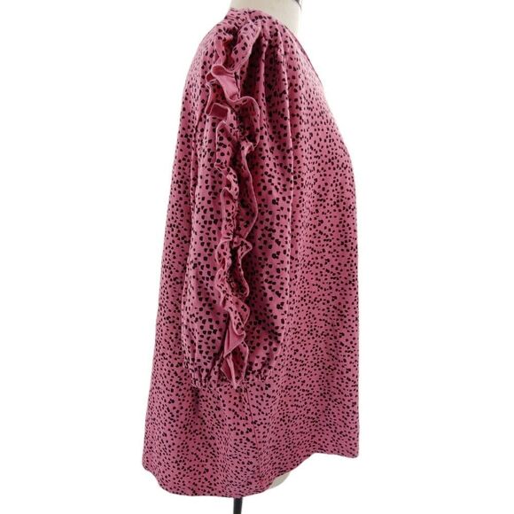 NWT Eloquii pink & black animal print top w/ ruffled sleeves size 18/20 - Picture 6 of 14